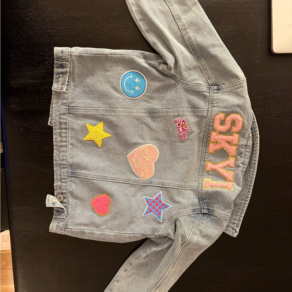 Stylish Kids Denim Jacket with Colorful Patches